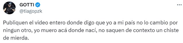Tiago PZK tras su polémico video: "Yo a mi país no lo cambio por ningún otro" 2 captura de pantalla 2024 01 10 110828